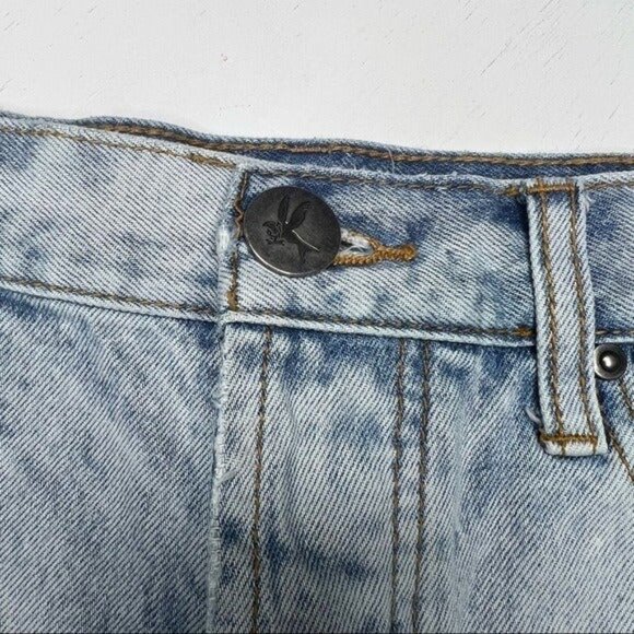 One Teaspoon Light Wash 27 Distressed Cutoff Jean Shorts Button Fly High Waisted - Picture 6 of 11